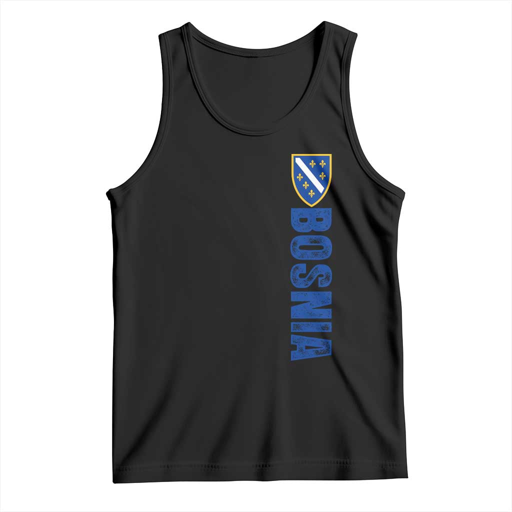Bosnia Typography Coat of Arms Tank Top Golden Lily Shield Modern Graphic TS02 Black Print Your Wear