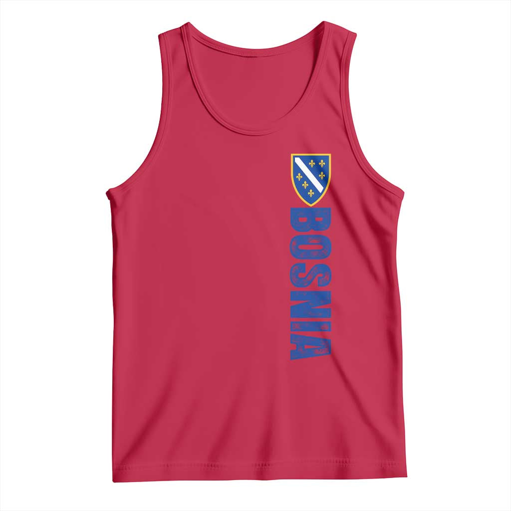Bosnia Typography Coat of Arms Tank Top Golden Lily Shield Modern Graphic
