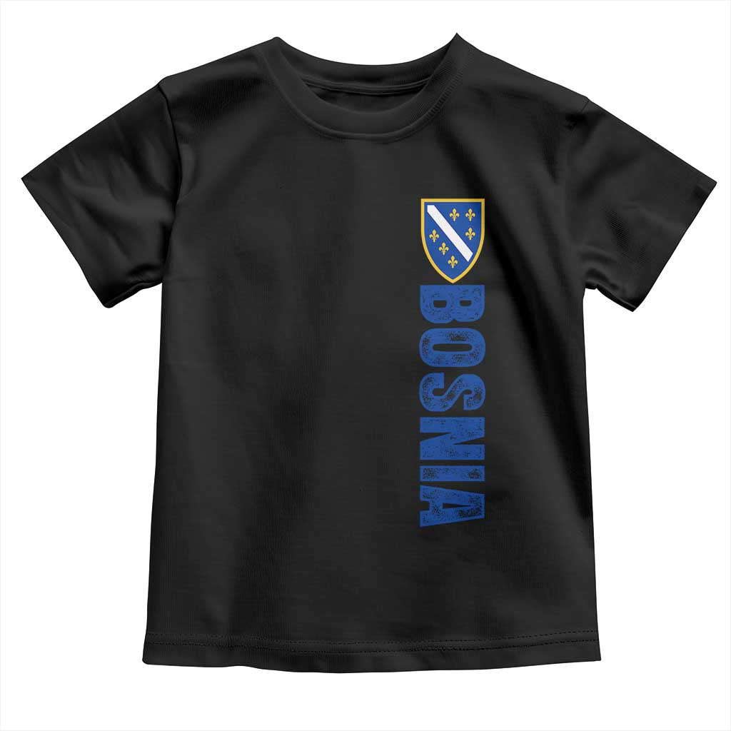 Bosnia Typography Coat of Arms Toddler T Shirt Golden Lily Shield Modern Graphic TS02 Black Print Your Wear