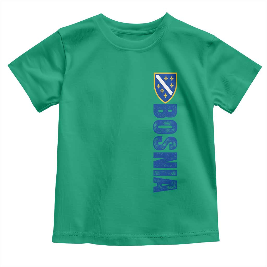 Bosnia Typography Coat of Arms Toddler T Shirt Golden Lily Shield Modern Graphic