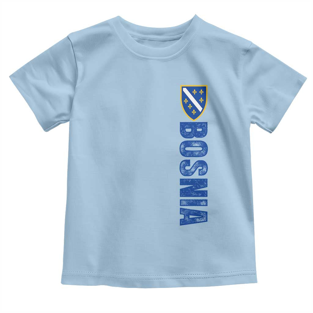 Bosnia Typography Coat of Arms Toddler T Shirt Golden Lily Shield Modern Graphic