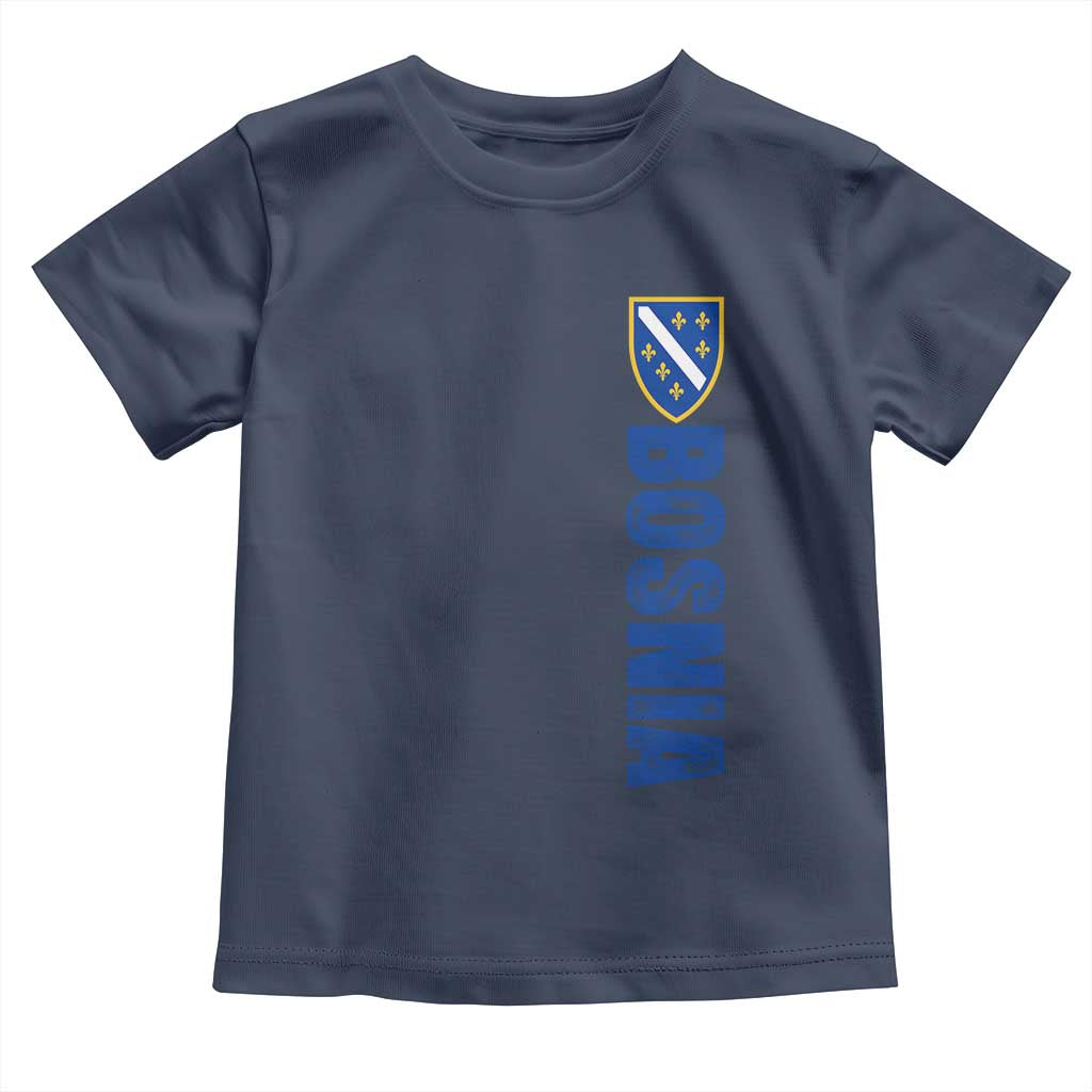 Bosnia Typography Coat of Arms Toddler T Shirt Golden Lily Shield Modern Graphic