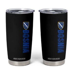 Bosnia Typography Coat of Arms Tumbler Cup Golden Lily Shield Modern Graphic