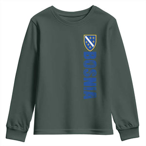 Bosnia Typography Coat of Arms Youth Sweatshirt Golden Lily Shield Modern Graphic