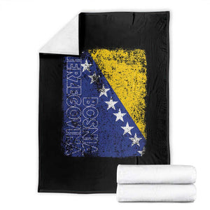 Vintage Grunge Bosnia Herzegovina National Flag Throw Blanket Bosnian Pride Soccer Heritage Sports Fan