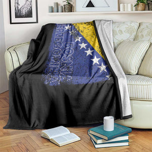 Vintage Grunge Bosnia Herzegovina National Flag Throw Blanket Bosnian Pride Soccer Heritage Sports Fan