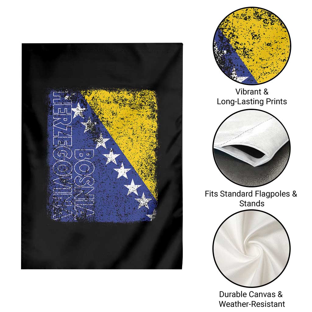 Vintage Grunge Bosnia Herzegovina National Flag Garden Flag Bosnian Pride Soccer Heritage Sports Fan