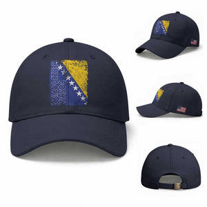 Vintage Grunge Bosnia Herzegovina National Flag Baseball Cap Bosnian Pride Soccer Heritage Sports Fan