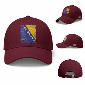Vintage Grunge Bosnia Herzegovina National Flag Baseball Cap Bosnian Pride Soccer Heritage Sports Fan