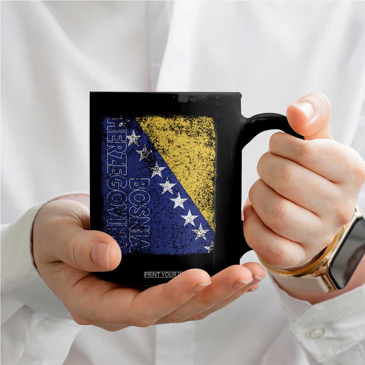 Vintage Grunge Bosnia Herzegovina National Flag Coffee Mug Bosnian Pride Soccer Heritage Sports Fan