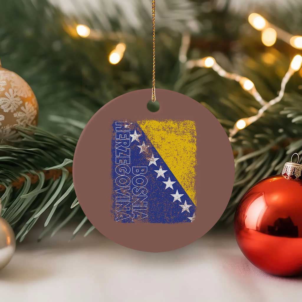 Vintage Grunge Bosnia Herzegovina National Flag Ceramic Ornament Bosnian Pride Soccer Heritage Sports Fan