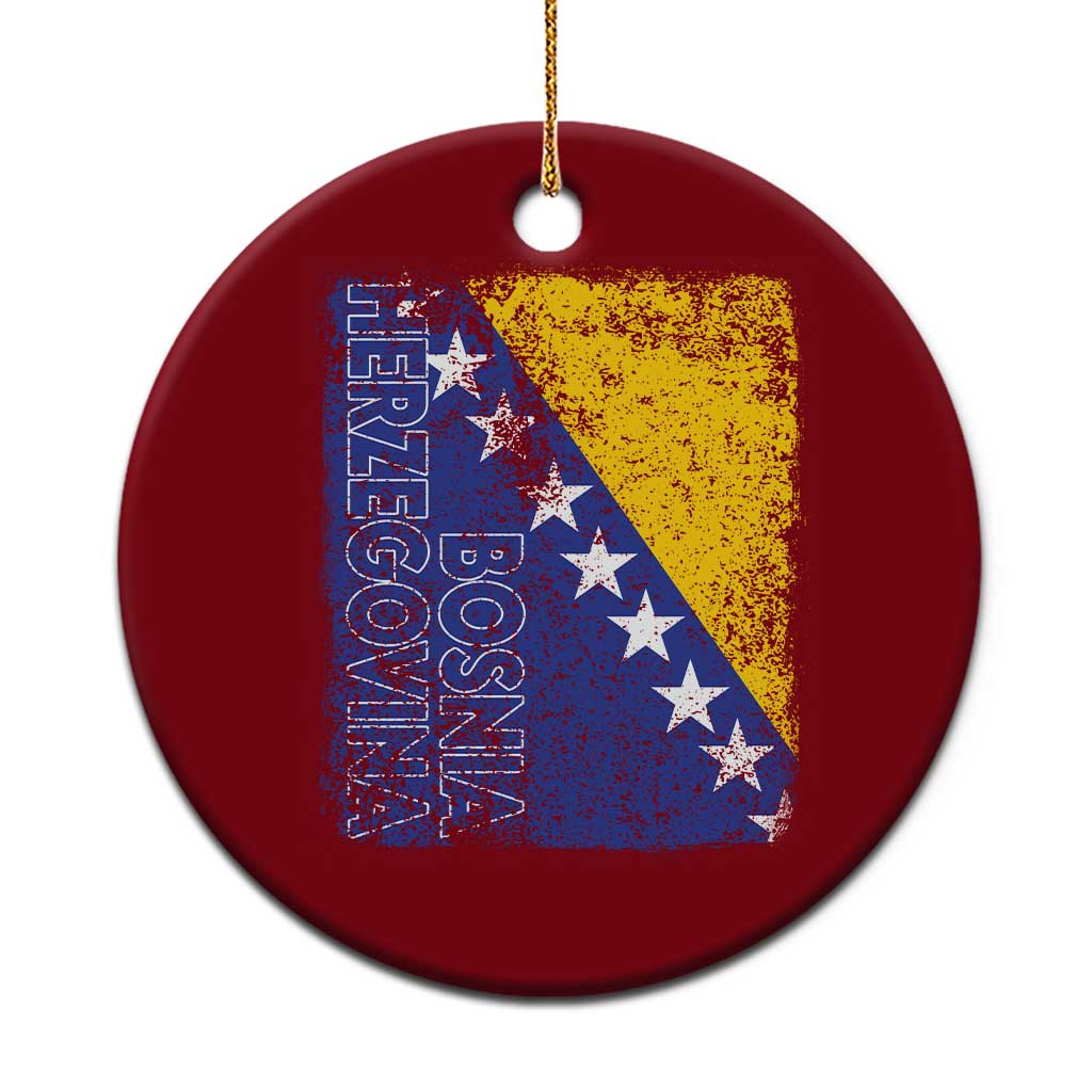Vintage Grunge Bosnia Herzegovina National Flag Ceramic Ornament Bosnian Pride Soccer Heritage Sports Fan