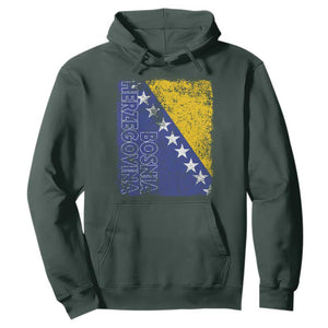 Vintage Grunge Bosnia Herzegovina National Flag Hoodie Bosnian Pride Soccer Heritage Sports Fan