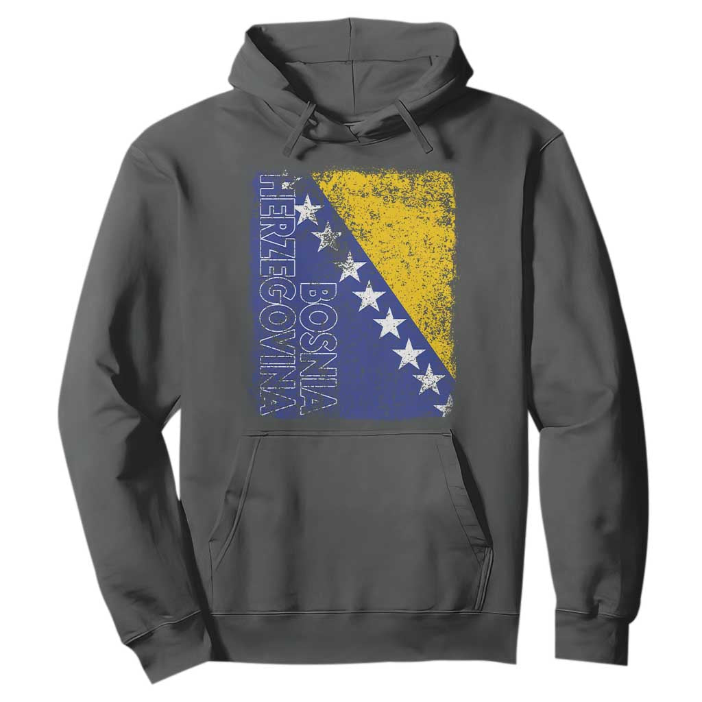 Vintage Grunge Bosnia Herzegovina National Flag Hoodie Bosnian Pride Soccer Heritage Sports Fan