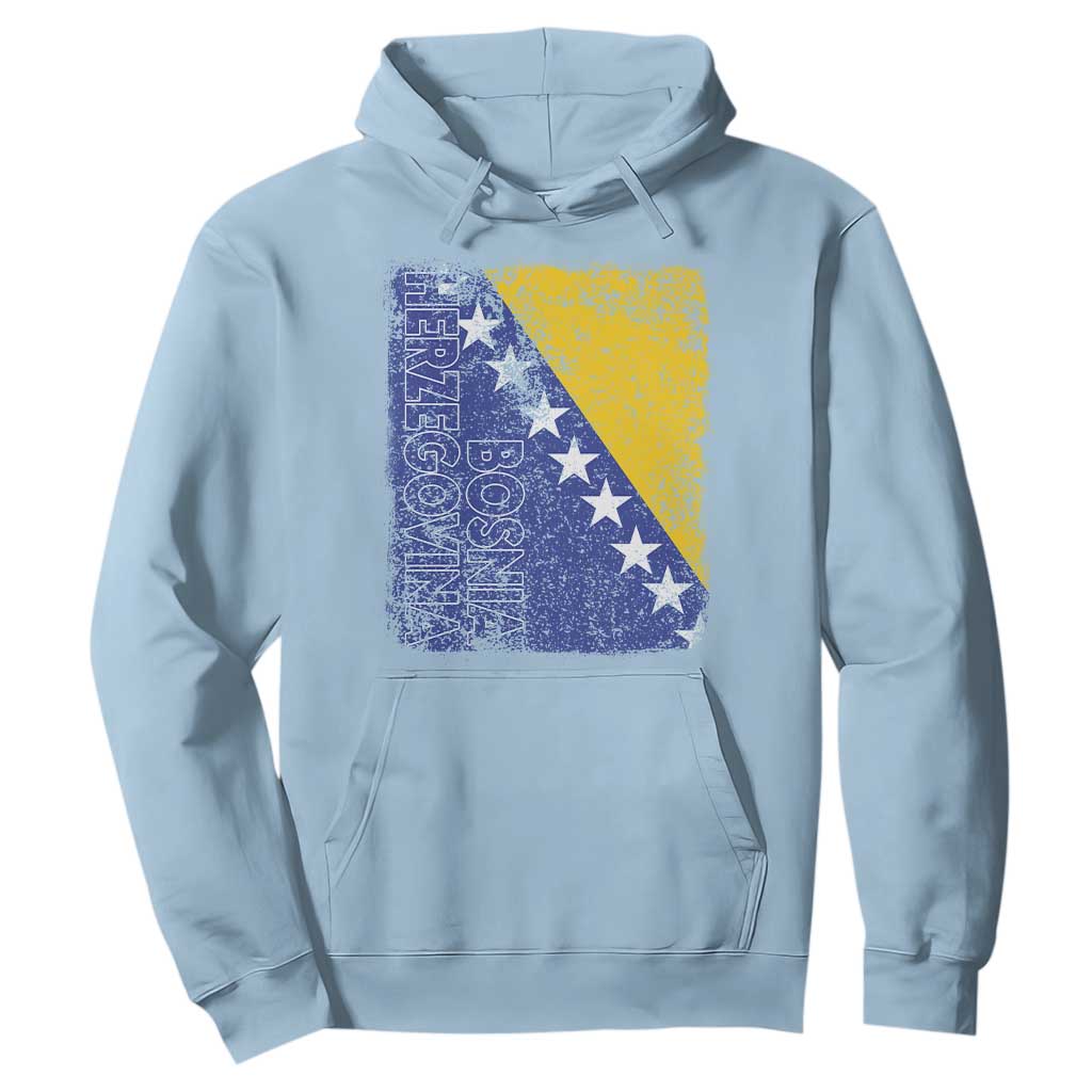 Vintage Grunge Bosnia Herzegovina National Flag Hoodie Bosnian Pride Soccer Heritage Sports Fan