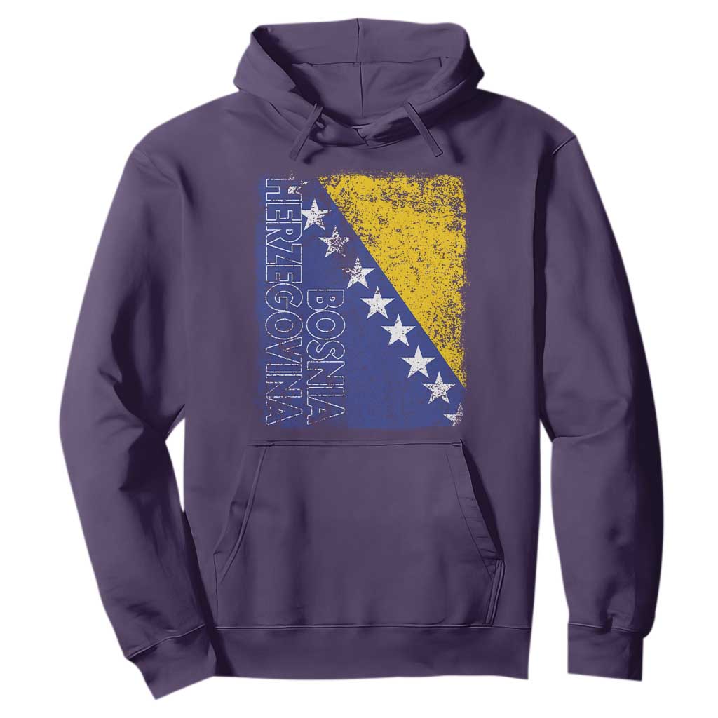 Vintage Grunge Bosnia Herzegovina National Flag Hoodie Bosnian Pride Soccer Heritage Sports Fan
