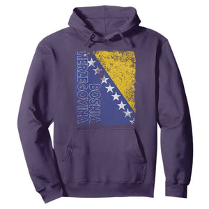 Vintage Grunge Bosnia Herzegovina National Flag Hoodie Bosnian Pride Soccer Heritage Sports Fan