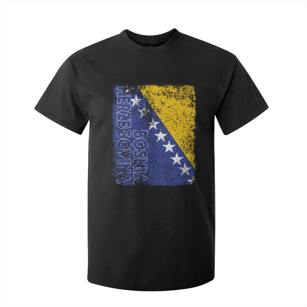Vintage Grunge Bosnia Herzegovina National Flag T Shirt For Kid Bosnian Pride Soccer Heritage Sports Fan