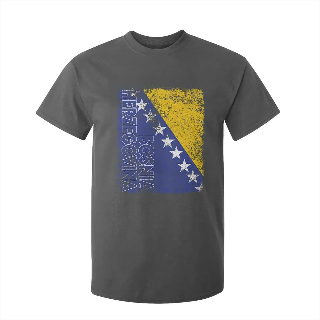 Vintage Grunge Bosnia Herzegovina National Flag T Shirt For Kid Bosnian Pride Soccer Heritage Sports Fan