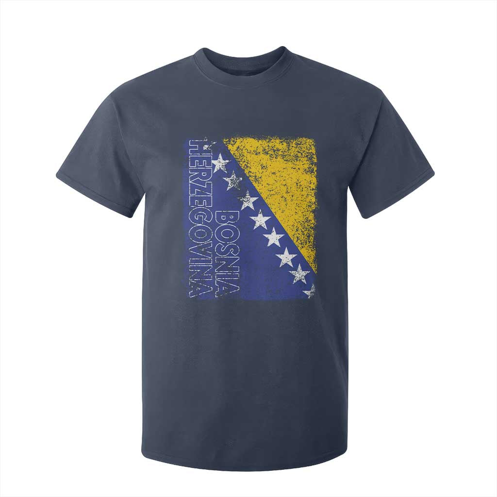 Vintage Grunge Bosnia Herzegovina National Flag T Shirt For Kid Bosnian Pride Soccer Heritage Sports Fan
