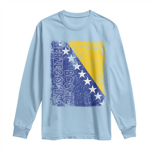 Vintage Grunge Bosnia Herzegovina National Flag Long Sleeve Shirt Bosnian Pride Soccer Heritage Sports Fan