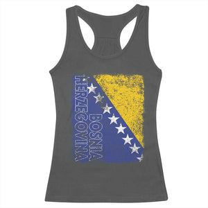 Vintage Grunge Bosnia Herzegovina National Flag Racerback Tank Top Bosnian Pride Soccer Heritage Sports Fan