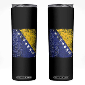 Vintage Grunge Bosnia Herzegovina National Flag Skinny Tumbler Bosnian Pride Soccer Heritage Sports Fan