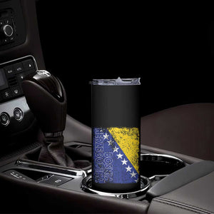 Vintage Grunge Bosnia Herzegovina National Flag Skinny Tumbler Bosnian Pride Soccer Heritage Sports Fan