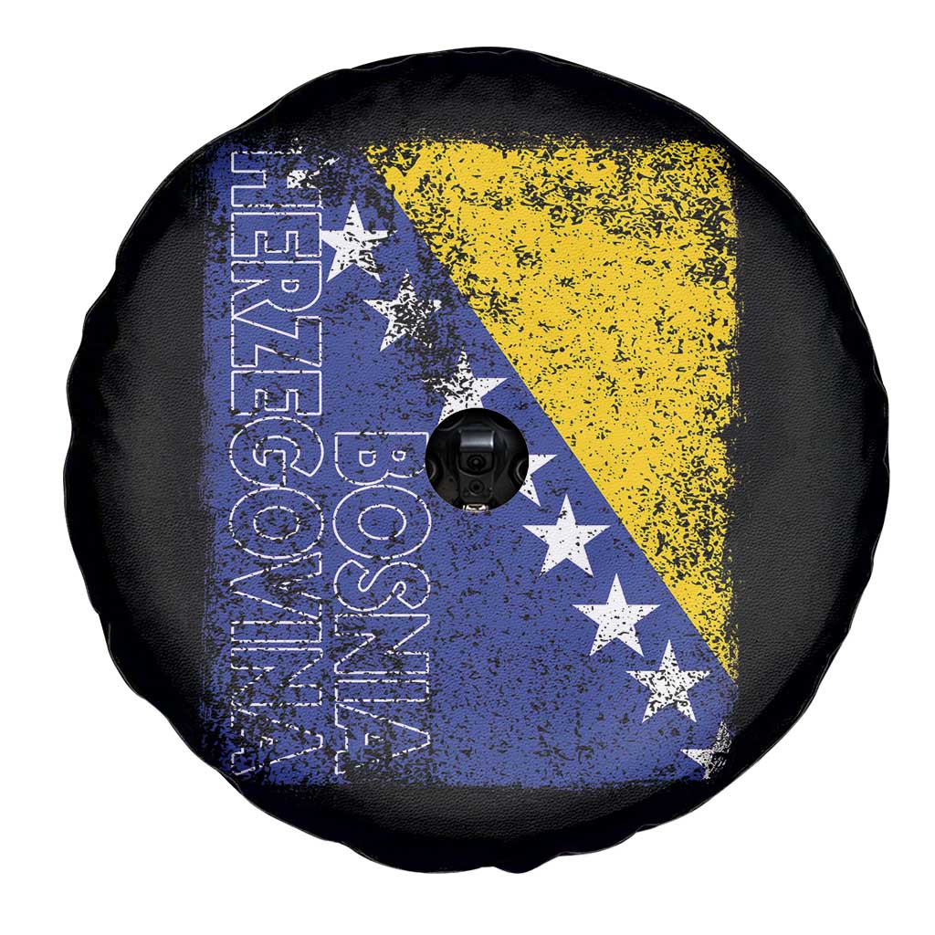Vintage Grunge Bosnia Herzegovina National Flag Spare Tire Cover Bosnian Pride Soccer Heritage Sports Fan