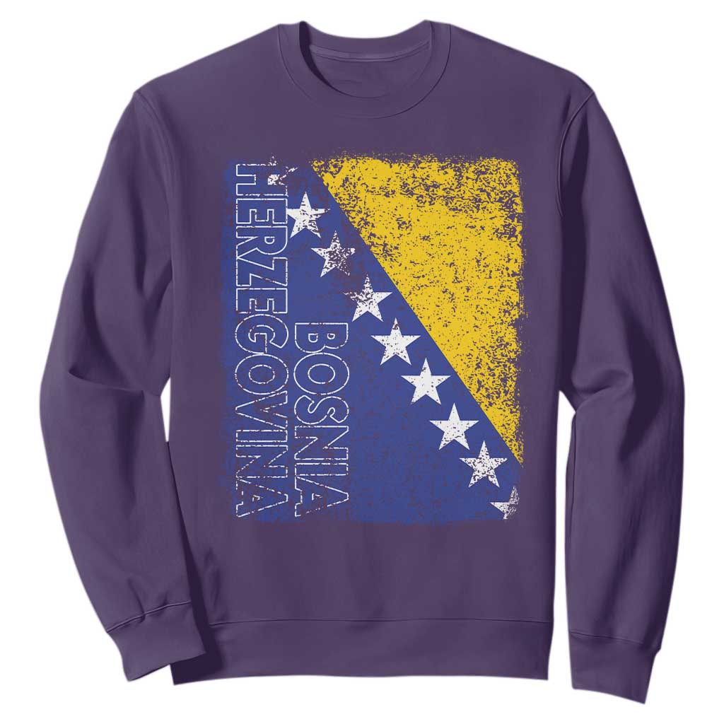 Vintage Grunge Bosnia Herzegovina National Flag Sweatshirt Bosnian Pride Soccer Heritage Sports Fan