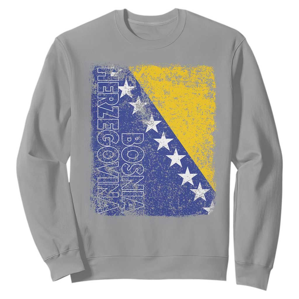 Vintage Grunge Bosnia Herzegovina National Flag Sweatshirt Bosnian Pride Soccer Heritage Sports Fan