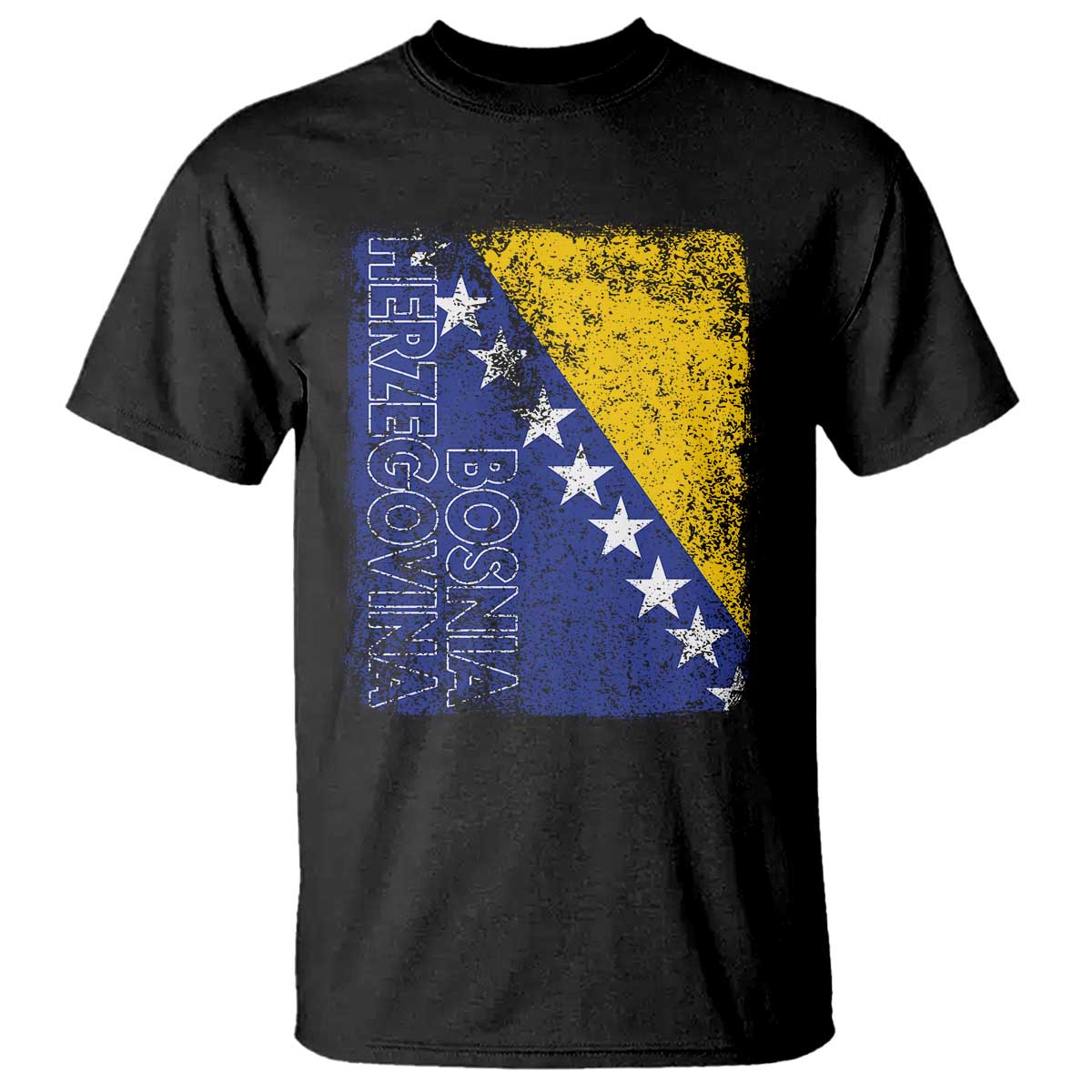 Vintage Grunge Bosnia Herzegovina National Flag T Shirt Bosnian Pride Soccer Heritage Sports Fan