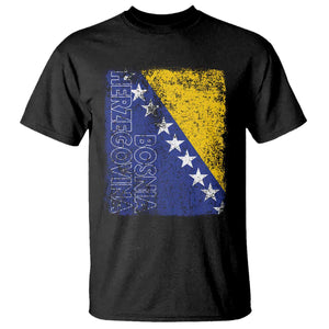 Vintage Grunge Bosnia Herzegovina National Flag T Shirt Bosnian Pride Soccer Heritage Sports Fan