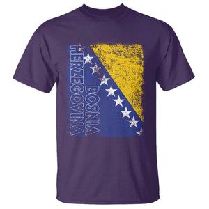 Vintage Grunge Bosnia Herzegovina National Flag T Shirt Bosnian Pride Soccer Heritage Sports Fan