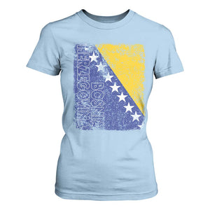 Vintage Grunge Bosnia Herzegovina National Flag T Shirt For Women Bosnian Pride Soccer Heritage Sports Fan