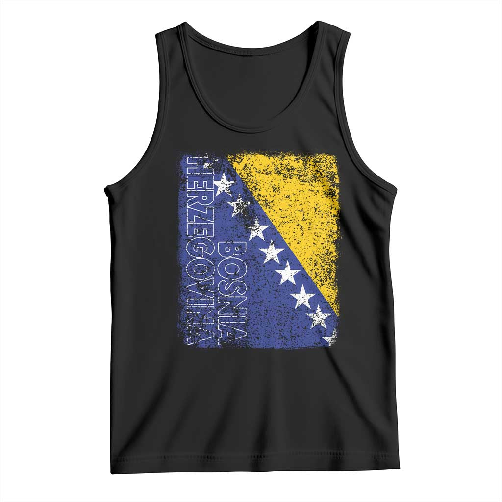 Vintage Grunge Bosnia Herzegovina National Flag Tank Top Bosnian Pride Soccer Heritage Sports Fan