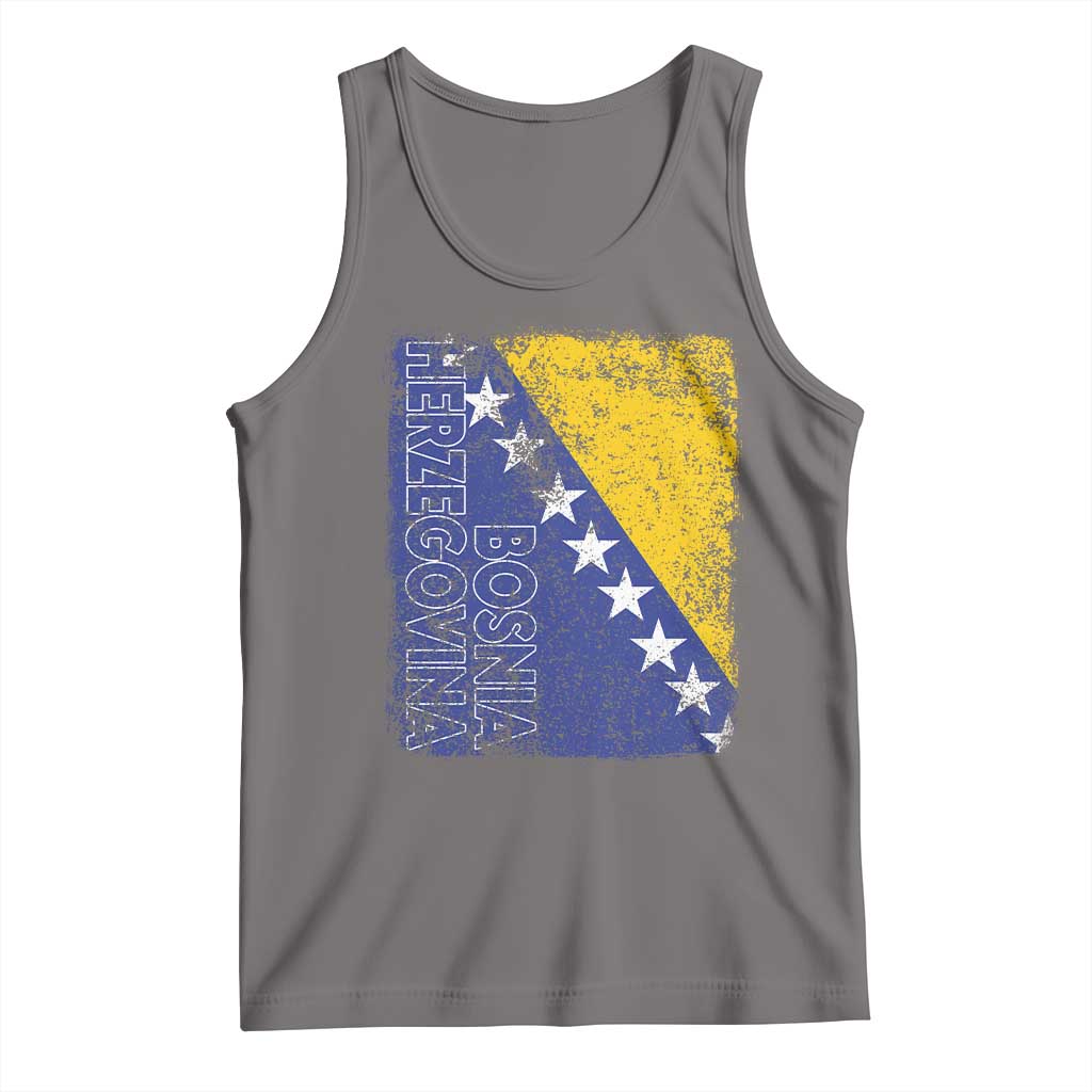 Vintage Grunge Bosnia Herzegovina National Flag Tank Top Bosnian Pride Soccer Heritage Sports Fan