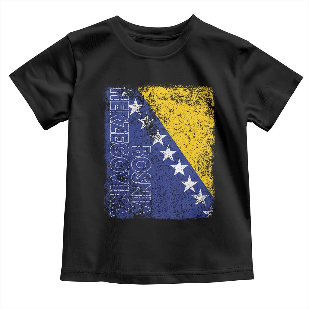 Vintage Grunge Bosnia Herzegovina National Flag Toddler T Shirt Bosnian Pride Soccer Heritage Sports Fan