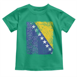 Vintage Grunge Bosnia Herzegovina National Flag Toddler T Shirt Bosnian Pride Soccer Heritage Sports Fan