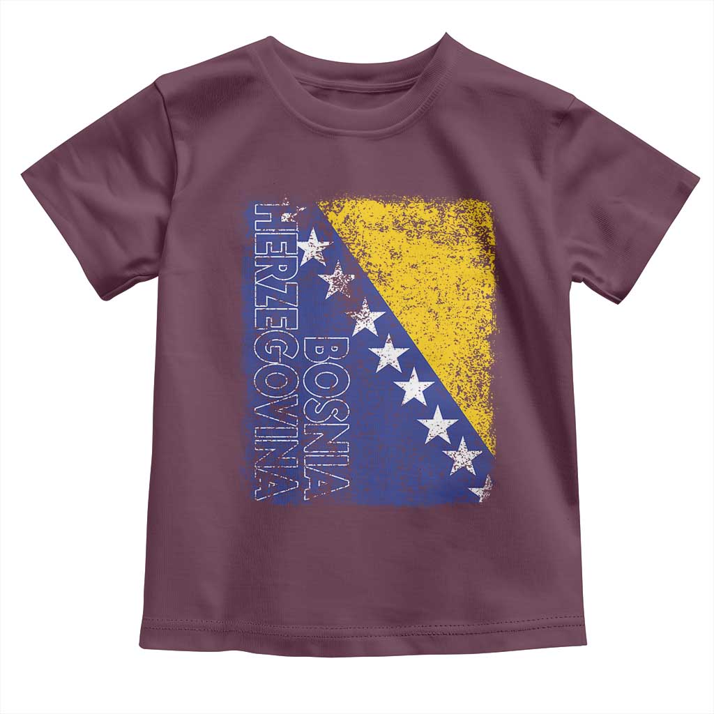 Vintage Grunge Bosnia Herzegovina National Flag Toddler T Shirt Bosnian Pride Soccer Heritage Sports Fan