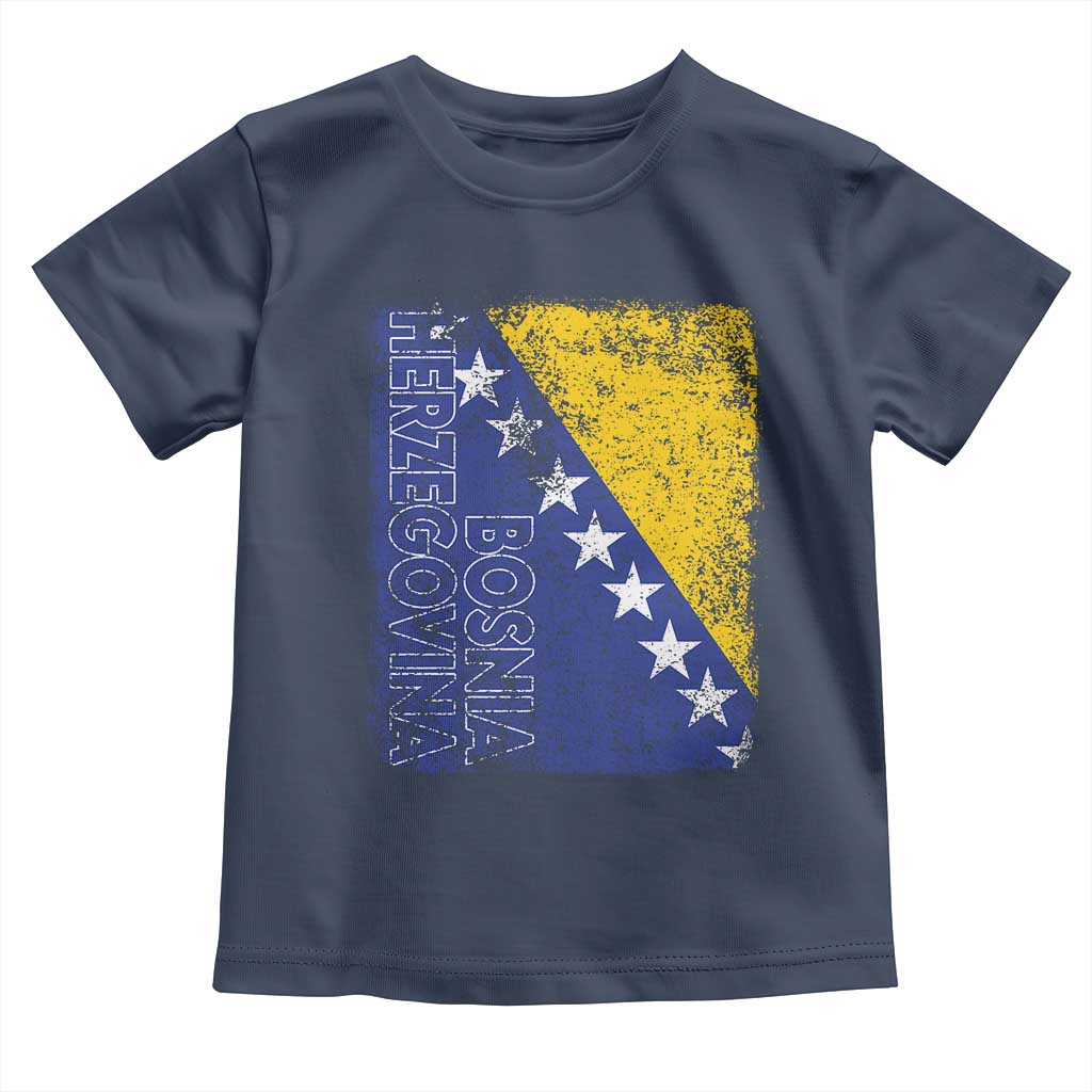 Vintage Grunge Bosnia Herzegovina National Flag Toddler T Shirt Bosnian Pride Soccer Heritage Sports Fan
