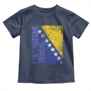 Vintage Grunge Bosnia Herzegovina National Flag Toddler T Shirt Bosnian Pride Soccer Heritage Sports Fan