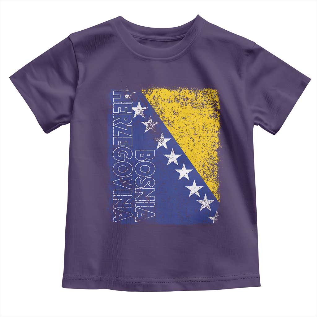 Vintage Grunge Bosnia Herzegovina National Flag Toddler T Shirt Bosnian Pride Soccer Heritage Sports Fan