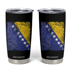 Vintage Grunge Bosnia Herzegovina National Flag Tumbler Cup Bosnian Pride Soccer Heritage Sports Fan