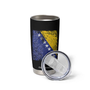 Vintage Grunge Bosnia Herzegovina National Flag Tumbler Cup Bosnian Pride Soccer Heritage Sports Fan