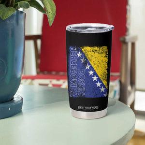 Vintage Grunge Bosnia Herzegovina National Flag Tumbler Cup Bosnian Pride Soccer Heritage Sports Fan