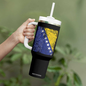 Vintage Grunge Bosnia Herzegovina National Flag Tumbler With Handle Bosnian Pride Soccer Heritage Sports Fan