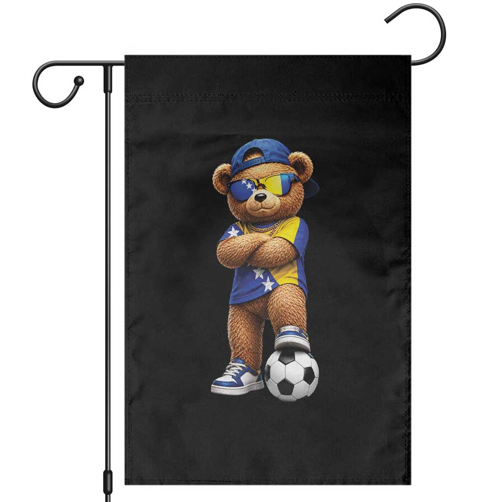 Cool Bosnia Herzegovina Flag Teddy Bear Soccer Fan Garden Flag BIH Bosnian Heritage Football Lovers TS02 Black Print Your Wear