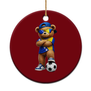 Cool Bosnia Herzegovina Flag Teddy Bear Soccer Fan Ceramic Ornament BIH Bosnian Heritage Football Lovers