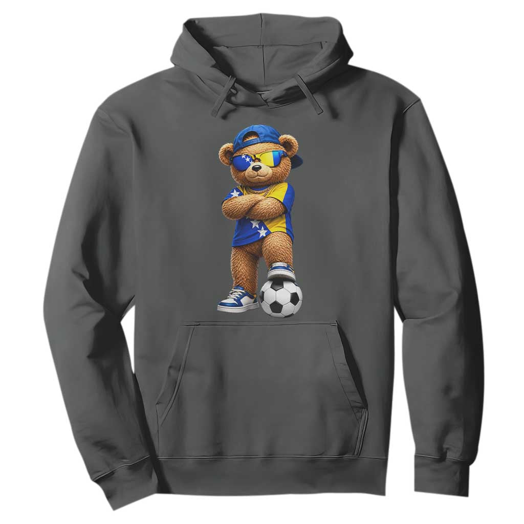 Cool Bosnia Herzegovina Flag Teddy Bear Soccer Fan Hoodie BIH Bosnian Heritage Football Lovers